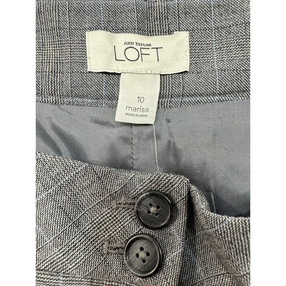 NWT LOFT Marisa Gray Plaid Wool Cuffed Trouser Pants Women’s Size 10 - Picture 6 of 13